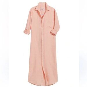 Frank & Eileen Rory Light Pink Distressed Hem Long Sleeve Maxi Shirt Dress M